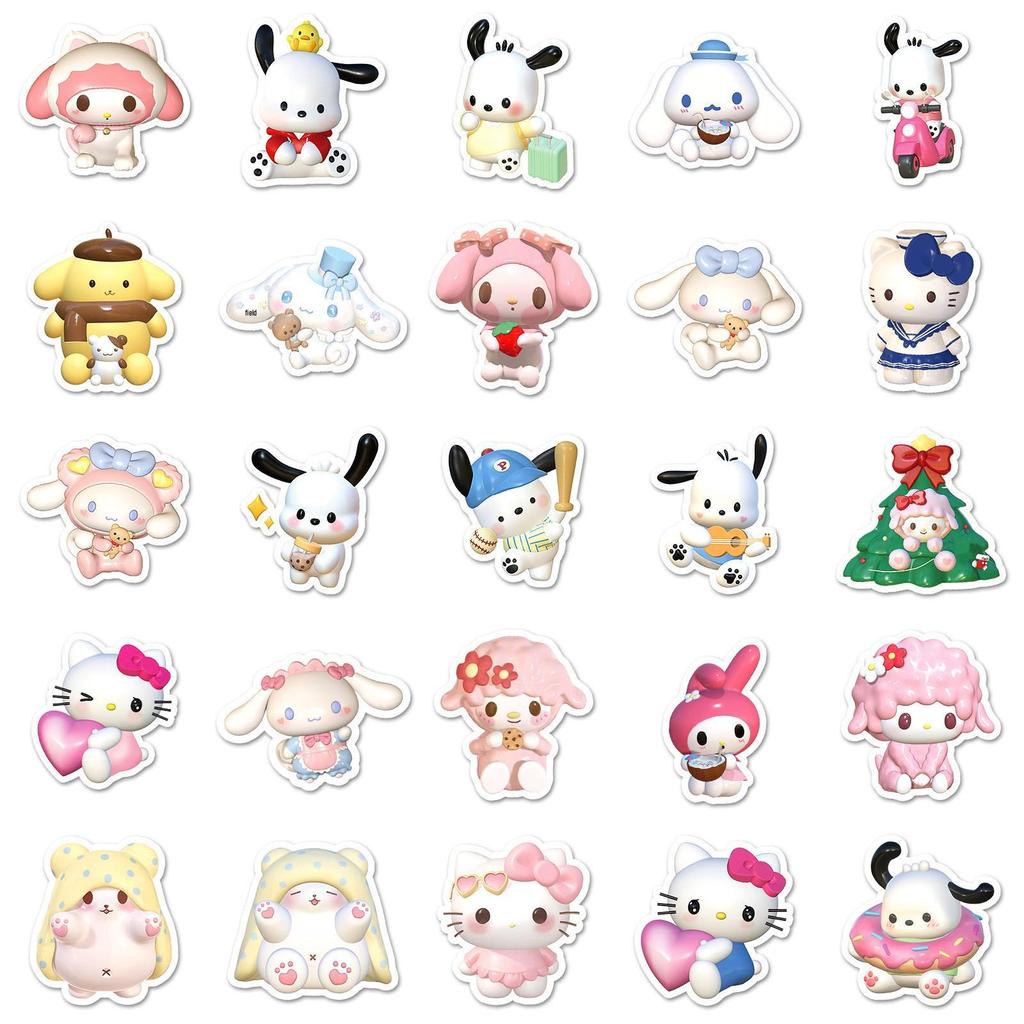50 Cartoon Cinnamoroll Waterproof Stickers for Guitar, Notebook, Luggage, DIY.