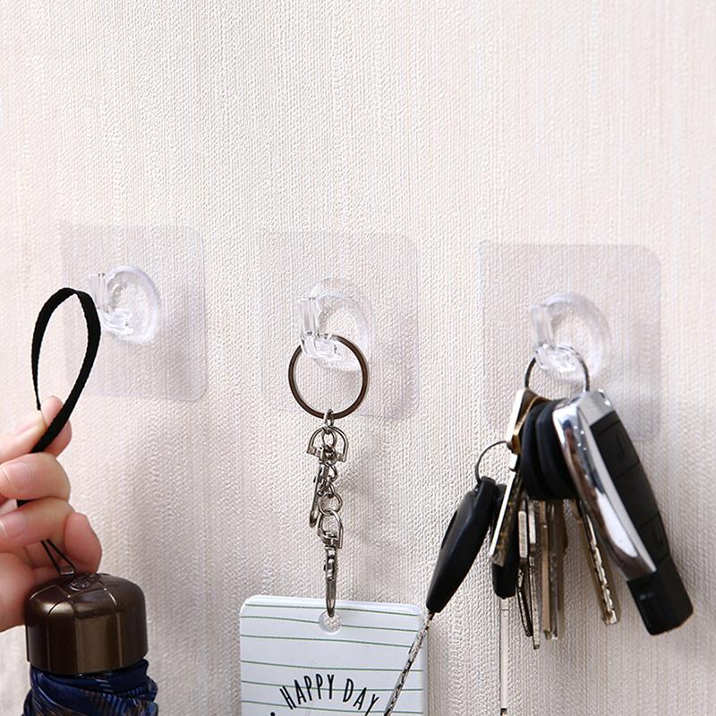 5Pcs Free Punching Seamless Invisible Hook Bathroom Kitchen Adhesive Hook