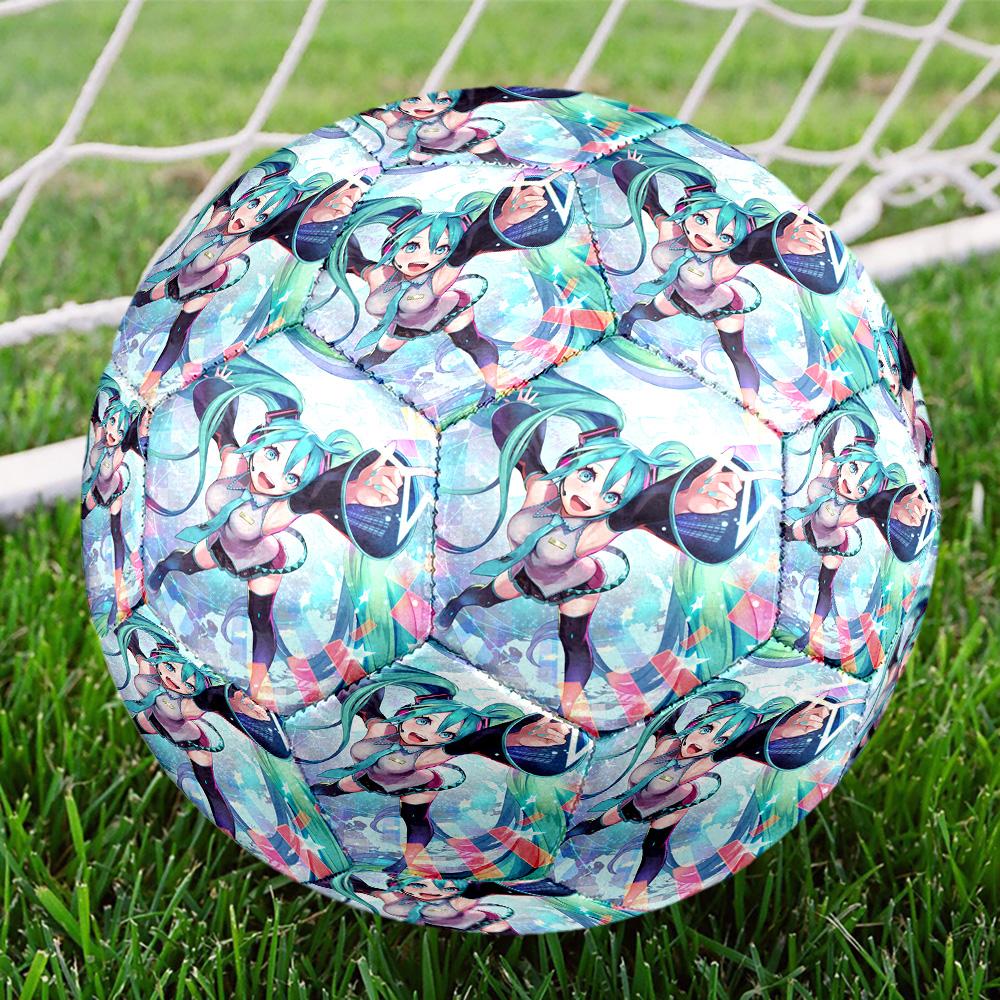 Miku Anime Indoor Soccer Ball Size 5 Colorful All Ages Machine Stitched PVC Competition Ready Durable High-Bounce