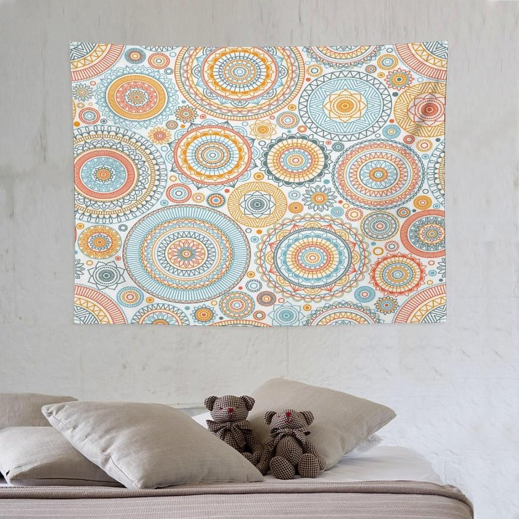 Vintage Bohemian Tapestry Wall Hanging Colorful Mandala Indian Pattern Tapestries Home Decor for Living Room Bedroom Apartment