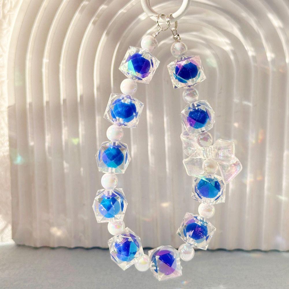 

Телефонный брелок с бриллиантами и бусинами для мобильного телефона, брелок с бантом против потери, женский, для девушек