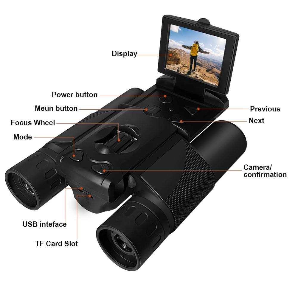 2-in-1 1080p HD Binoculars Digital Camera Camcorder 10X Magnification 2.0" Screen for Football Matches Bird Watching Outdoor