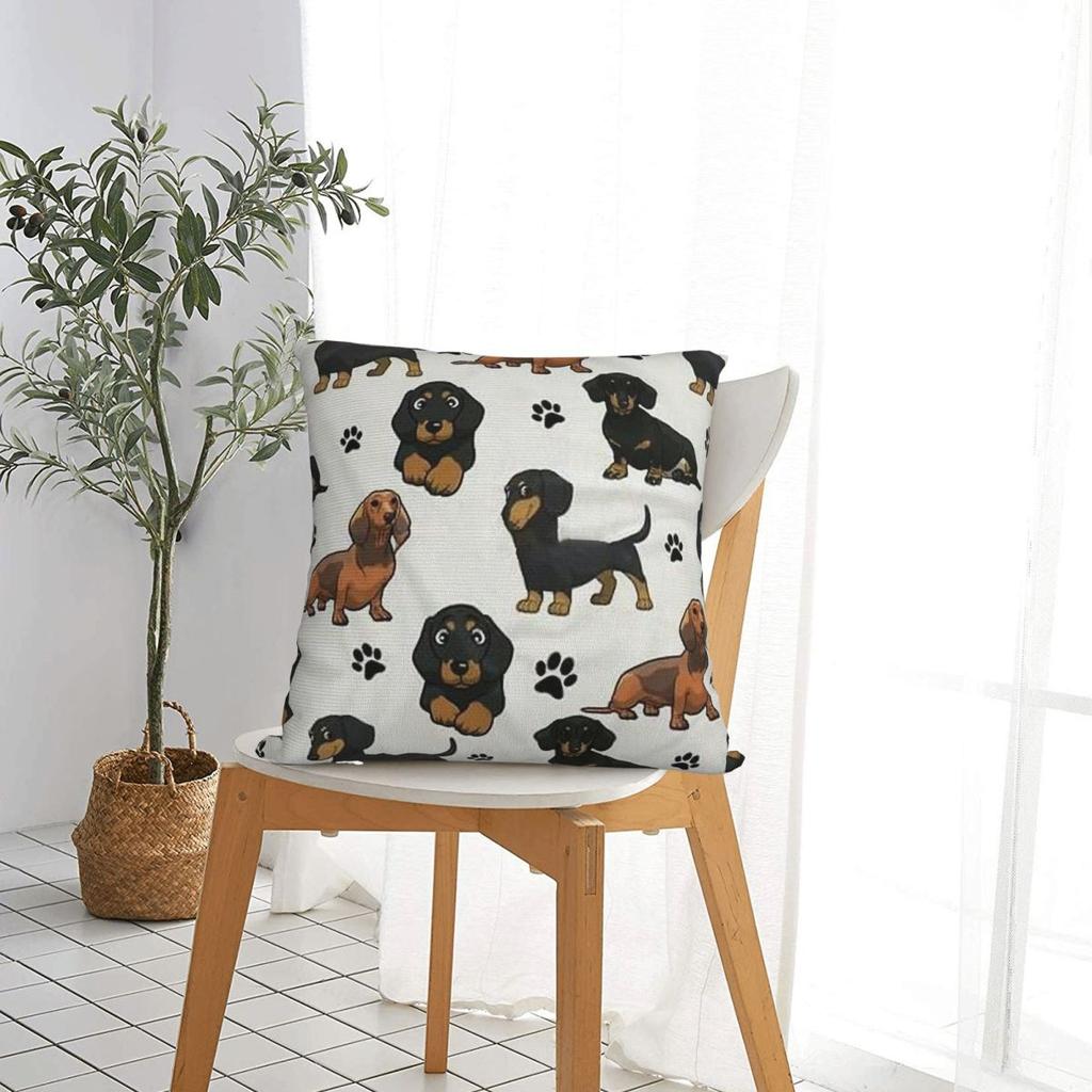 Dachshund Dog Cartoons Cute Square Pillow Covers Polyester Couch Cushion Cover Creative Decorative Pillow Cover 4040