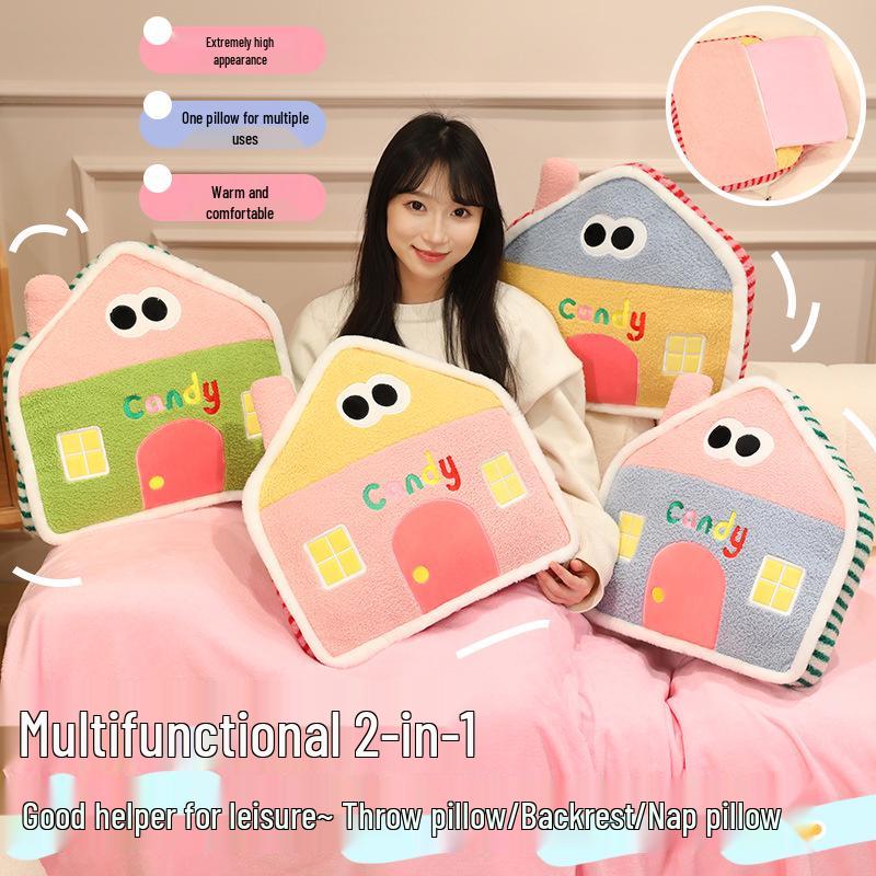 Nordic Style House-Shaped Pillow: Soft, Comfortable Home Cushion for Kids' Room, Headboard Backrest, or Photo Prop.