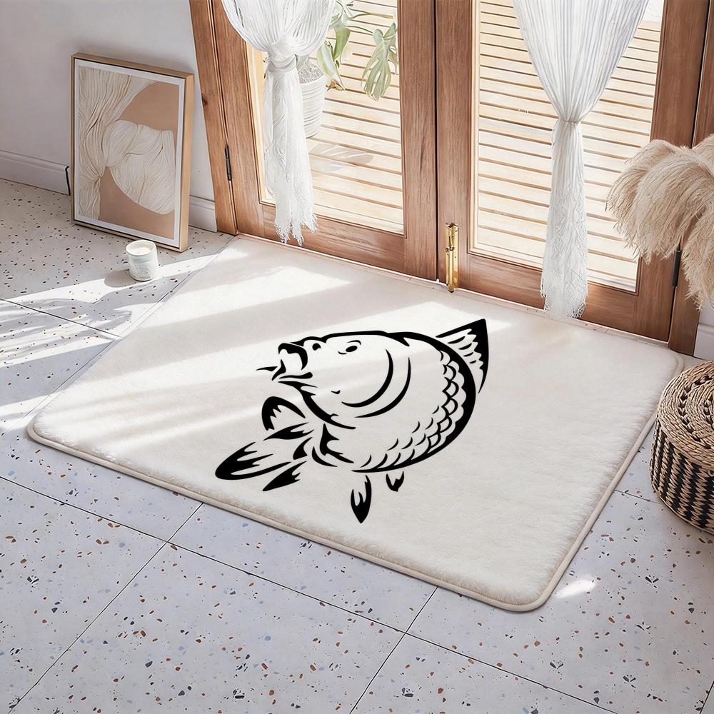 Brand N Nash Fishing Floor Mat Eco Flannel Doormat Non Slip Odorless Indoor Floor Rug Soft Short Plush Home Mat