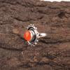 Round Carnelian Gemstone 925 Silver Promise Full Eternity Art Deco Ring Jewelry RR-49-35