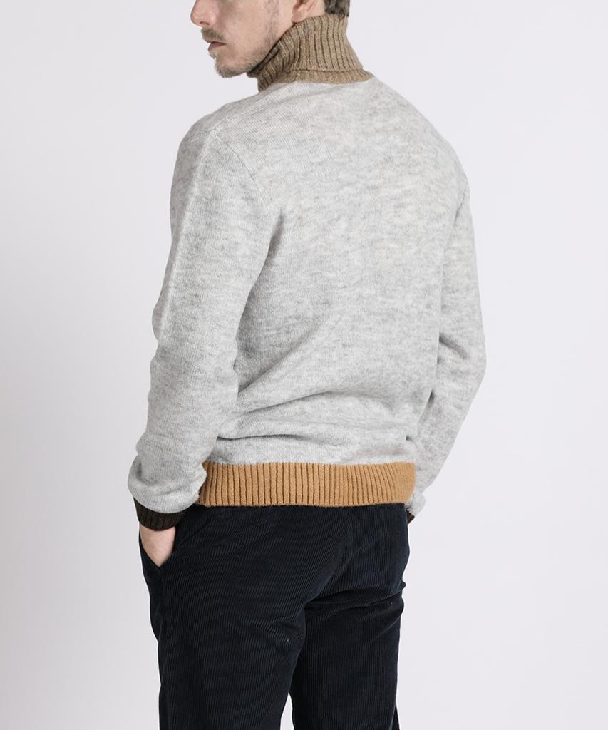 PANICALE Gray Contrast Turtleneck Knit