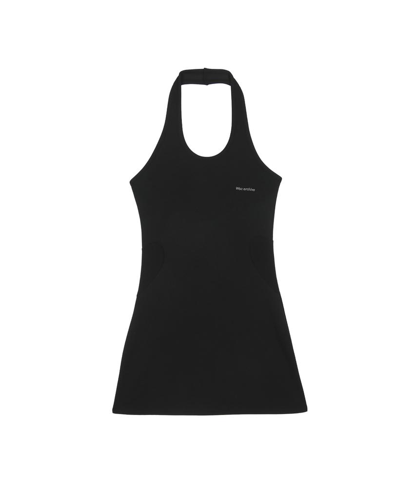 Deobeuleseussiakaibeu Layered Heart Halter Dress 001(Black)