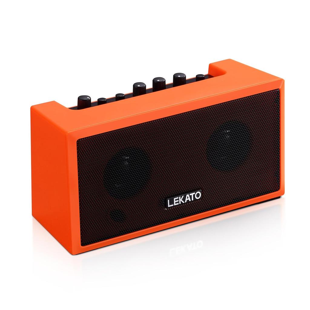 Portable 5W Mini Guitar Amplifier with Clean Overdrive Mini and Everyday Practice Effect, Bass, Bluetooth, (Orange)