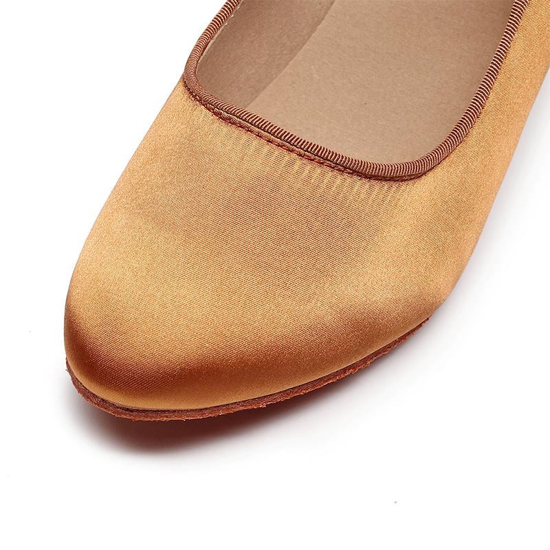 Satin Women Modern Dance Shoes Close Toe Waltz Latin Modern Tango Non-slip Breath Shoes for Girls Ladies Heeled 7.5CM