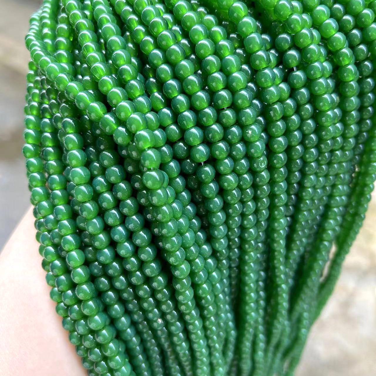 

6mm Imitation Green Agate Glass Bead Bracelet, Headwear, or Jewelry Accessory 38cm Strand