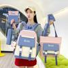 Girl School Backpack Five Piece Set Simple Letter Pattern For Teens And Students