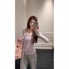 Women's Spring Wind Collar Long-Sleeve Ribbon Two-Piece Design T-Shirt