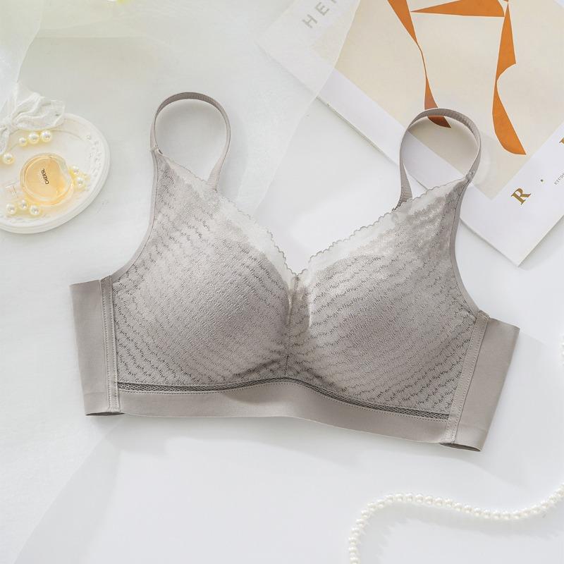 Naked seamless underwear adjustment, small breasts gather and show large upper support, anti-sagging, no steel ring mulberry silk bra