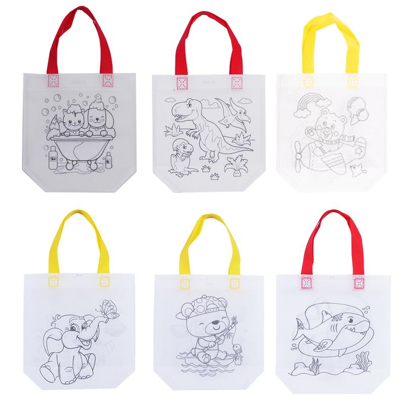 Storage Bag Non-woven Bag with Marker Environment Protection Handbag Cartoon Pattern Party Favors Festival Gift Portable TMZ
