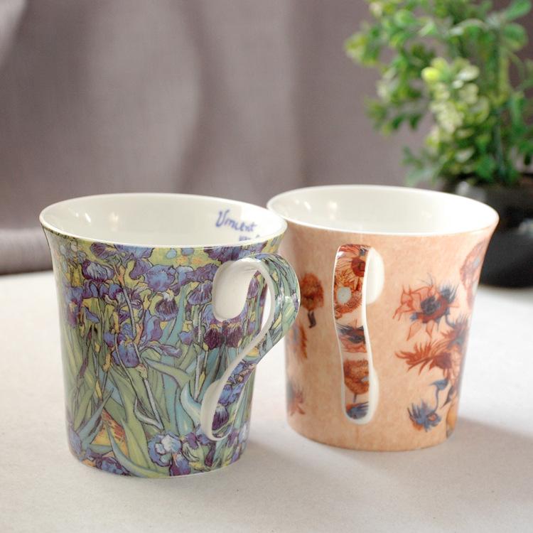 Van Gogh Bone China Mug: Creative Ceramic Cup with Famous European Painting - Personalized Gift