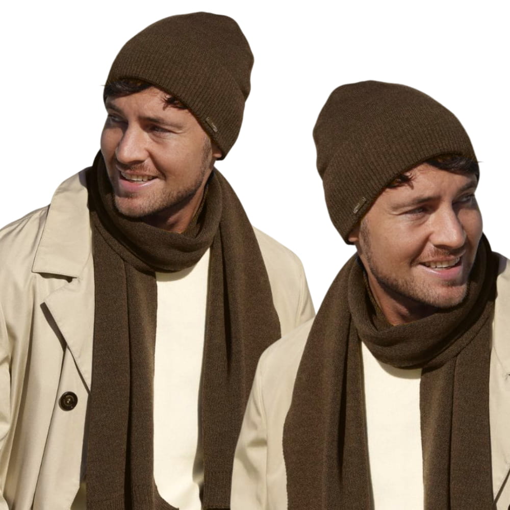 Brown - "Kamea Lucas - Men' Merino Wool Set, Rustic Earth"
