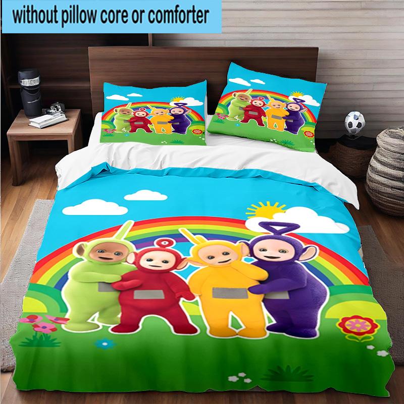 3PCS Tele-tubbies Celebration 3pcs Bedding,Including 3PCS Duvet Cover And 2pcs Pillowcases Perfect for Christmas,Ideal for Bedroom, Dormitory