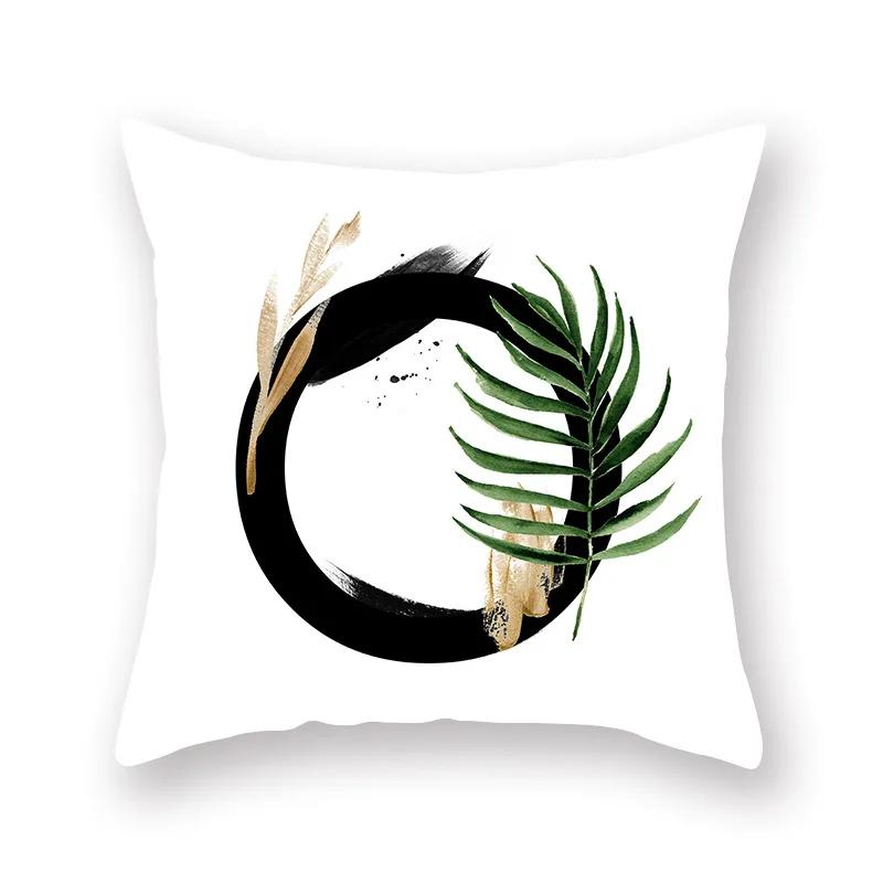Sofa Pillow Cushion Wholesale Nordic Style Plant English Alphabet Peach Skin Pillowcase