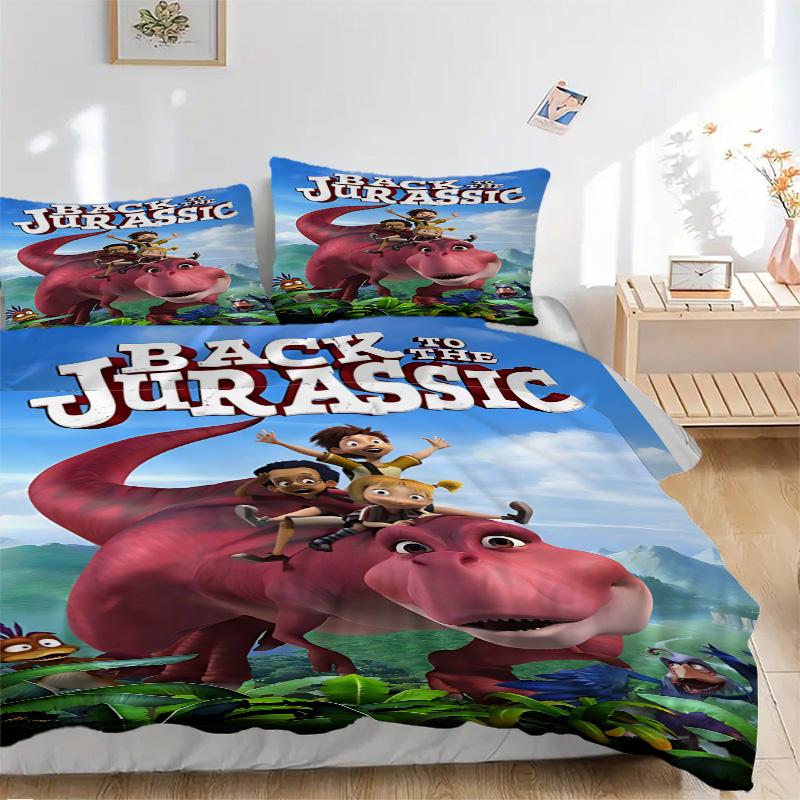 Back Jurassic Print 3Pcs Bedding Set,Duvet Cover with 2 Bedro,Pillowcase Home Birthday Gift
