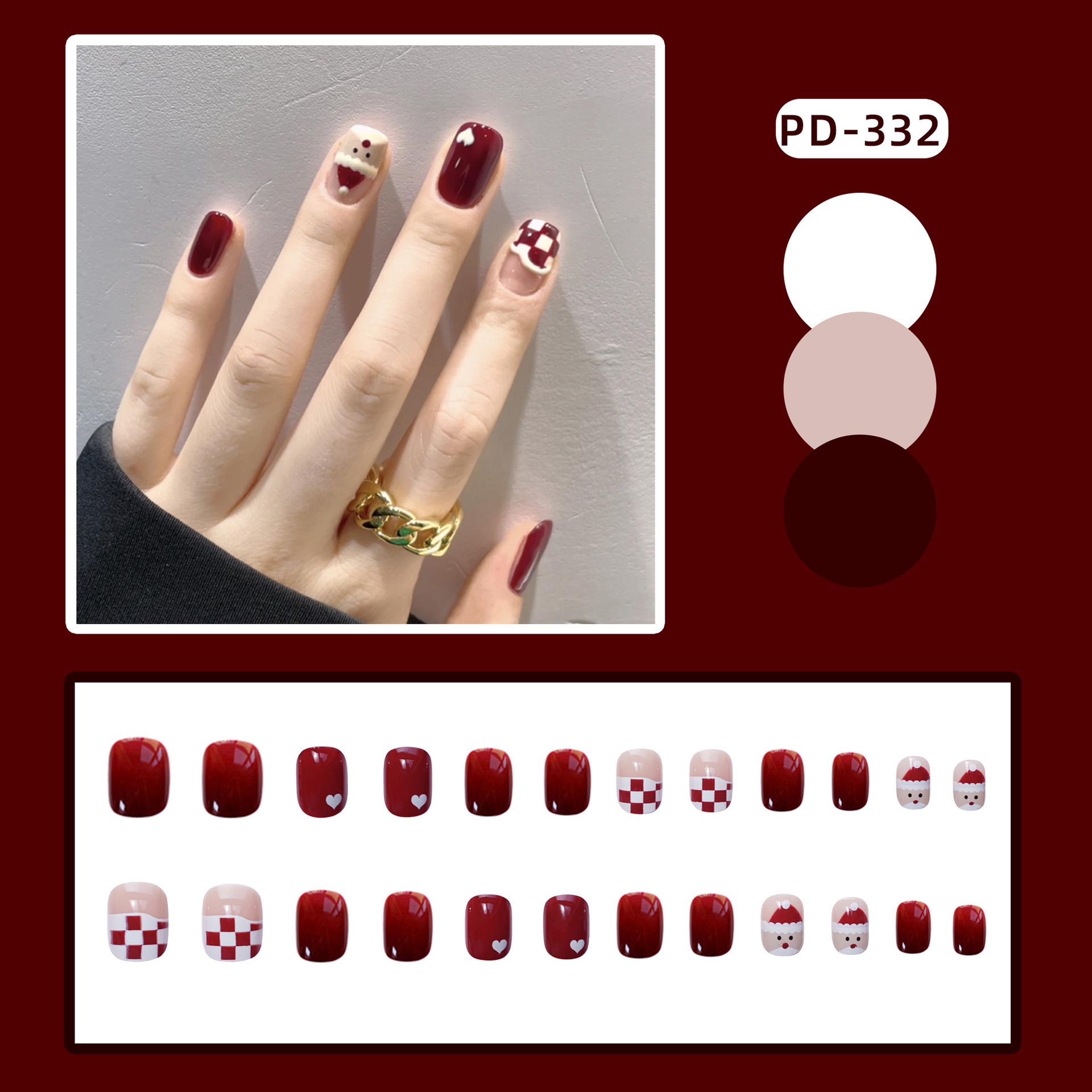 Snowflake Reindeer Red Series Christmas Fake Nail Tips - 24-Piece Set