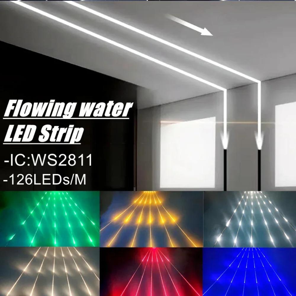 Striscia LED ad Acqua Corrente 126 LED WS2811 DC24V Dimmerabile Striscia Luminosa Flusso Indirizzabile Pixel Flessibile Lampada Lineare Multicolore