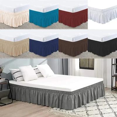 1PC Home Bed Skirt Wrap Around Elastic Band Bed Shirts Without Bed Surface Twin /Full/ Queen/ King Size for Home Decor