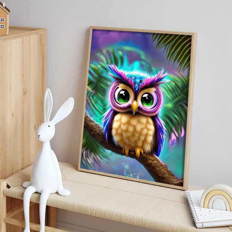 Nowość 5D DIY Pełny Okrąg Malowanie Diamentami "Sowa" Haft Krzyżykowy Dekoracja Domu Prezent