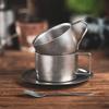 Retro Serie Kaffeetassen-Set Doppelwandig 304 Edelstahl mit Kaffeelöffel Kaffeeteller Mattiert Industrieller Stil Teetassen-Set