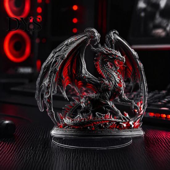 Collectible Dragon Statue Fantasy Acrylic Statue, Gothic Tabletop Figurine, Mythical Personalized Gift Idea Desktop Ornament for Office Bedroom Gaming