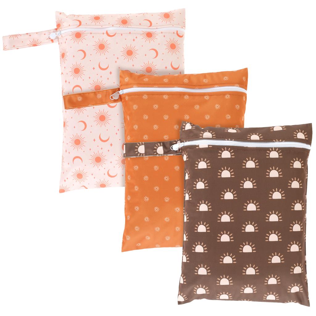 3Pcs Wet Bags Zipper Waterproof Washable Travel Bags Large Capacity Wet Dry Storage Bag for Swimsuits Baby Diapers Beach Pool