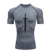 Black Sword Design  Men's Sports T-Shirt Training Fitness Compression Workout T-Shirt Quick Dry Short Sleeve