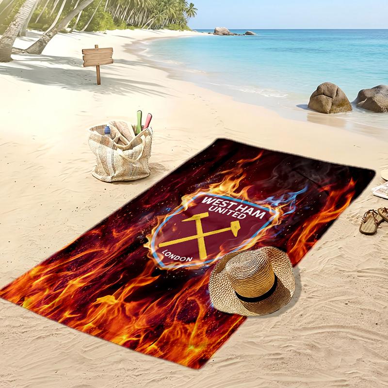 West Ham United Fußball-Print Strandtuch, Großes Weiches Schnelltrocknendes Handtuch für Strand Camping Schwimmen