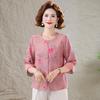 Chinese Style Floral Summer Top for Middle-Aged Women