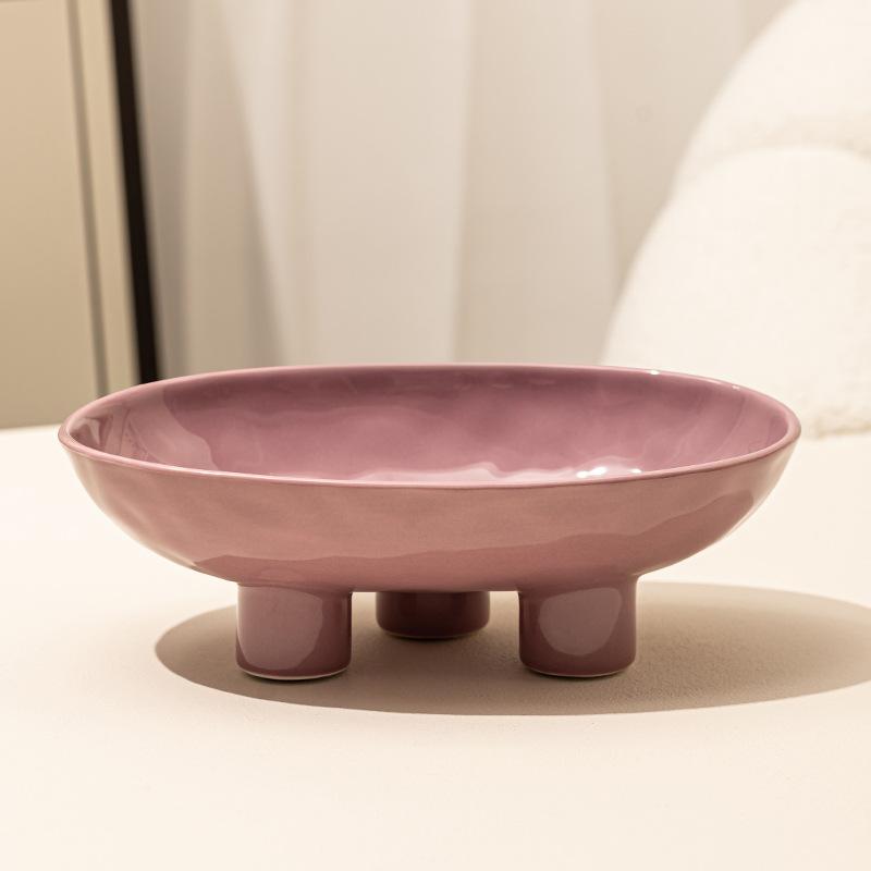 BRCeramic Fruit Plate Wedding Party Snack Candy Tray Cake Dessert Plate Light Luxury Home Decoration Art High Foot Fruit PlateEY