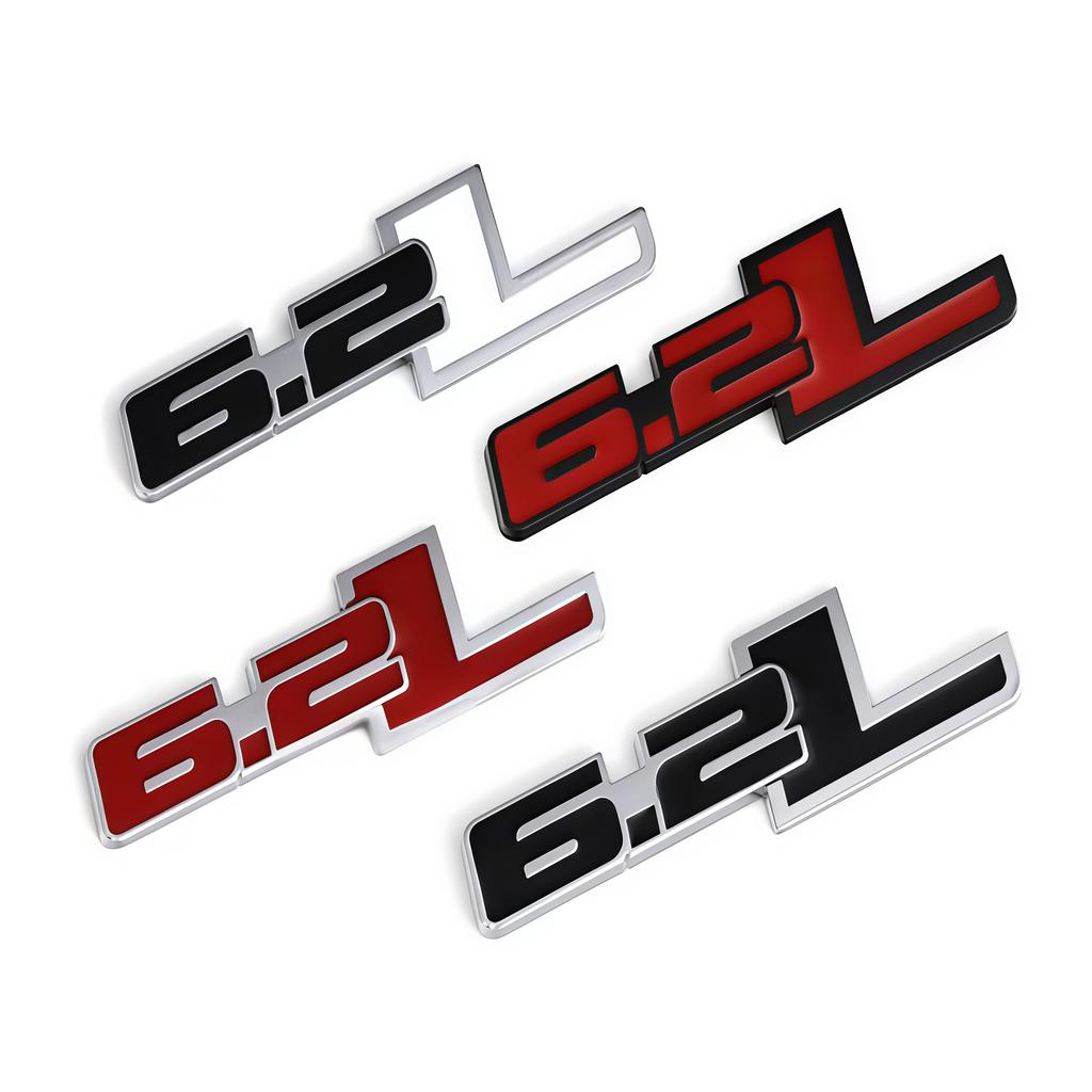 3D Metal 6.2L Badge Sticker Rear trunk Emblem Decal for ESCALADE Corvette and All Cars With a Displacement of 6.2 Liters