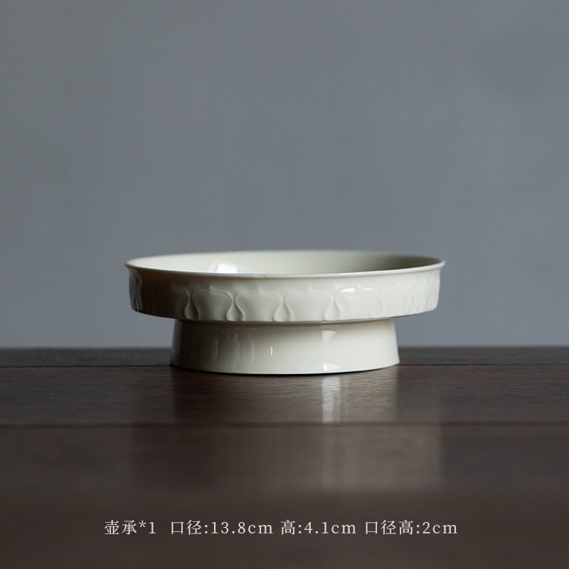 Imitation of Song Ceramic Cover Bowl Teacups Retro Tea Set Large Capacity Not Hot Hand Modern Simple Household Relief Tea Bowl