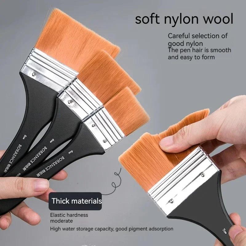 Borrence Nylon Paint Brushes with Different Sizes Wooden Handles Painting Brush Tools for Acrylic Oil and Watercolor Drawing