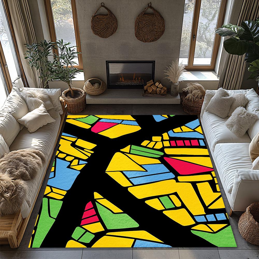 Unique Area Rug Modern Abstract Geometric Pattern Floor Mat Living Room Decor Home Carpet Non-Slip Indoor Outdoor Rug Gift