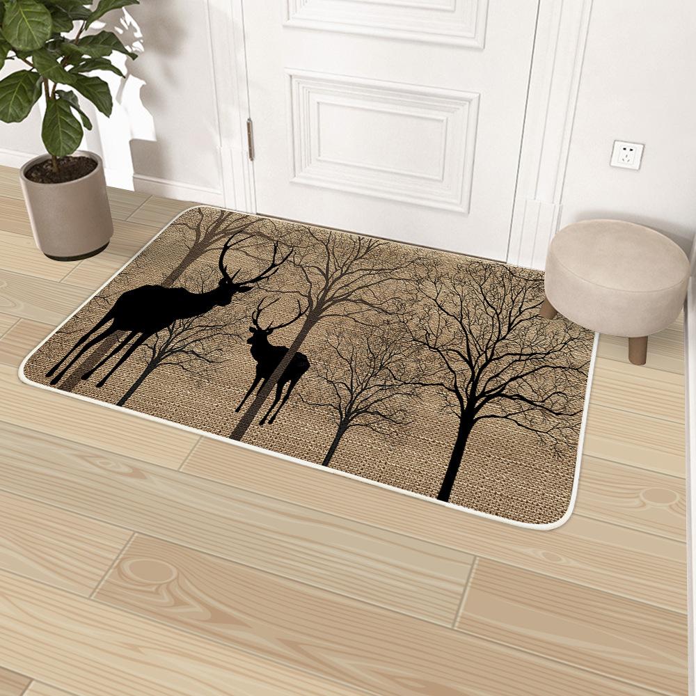 Cartoon Linen Carpet Entrance Floor Mat Door Mat Kitchen Non Slip Foot Mat Bathroom Door Absorbent Mat