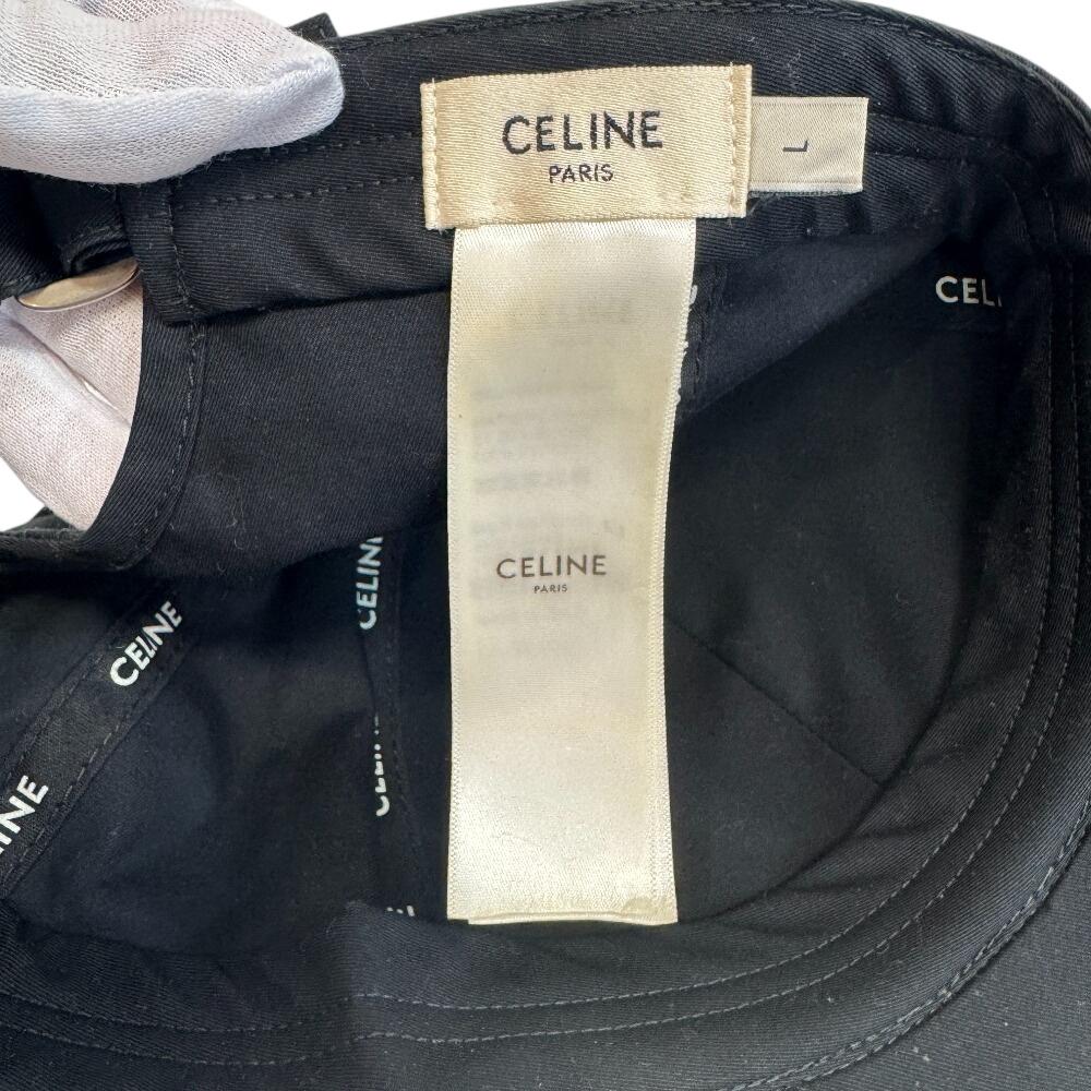 CELINE 2AUY8969P C Logo Initial Baseball cotton cap black cotton Used