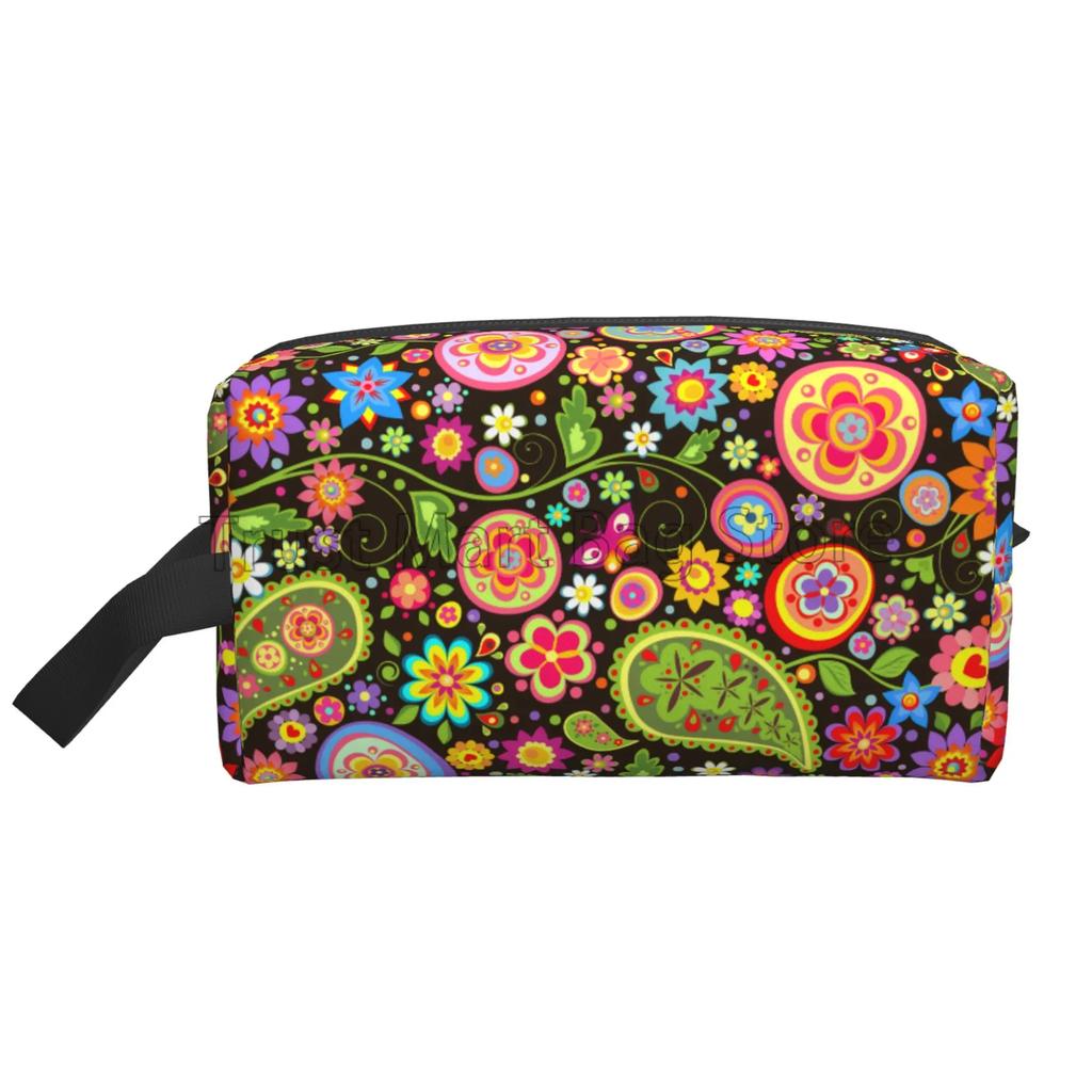 Cestovní kosmetická taštička s květinovým vzorem paisley Mandala Kosmetická taštička Organizér na make-up Velká kapacita Cestovní organizér na toaletní potřeby a příslušenství