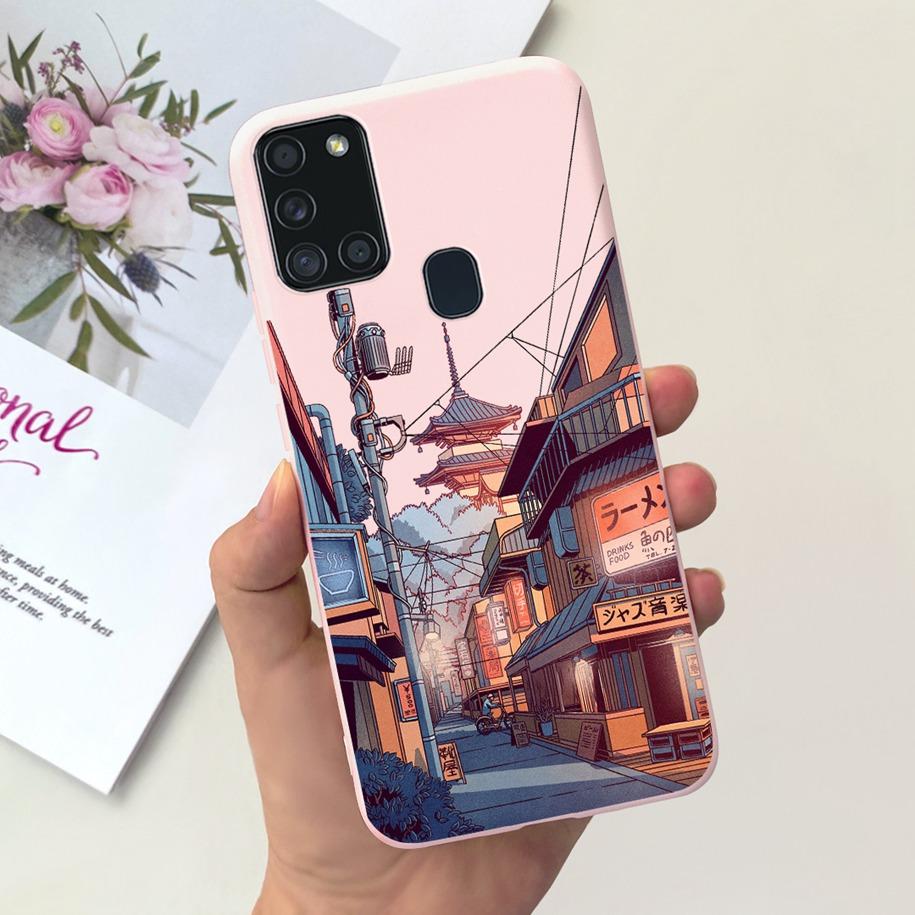 For Samsung A21S Case SM-A217F A 21S Back Cover Fashion Flower Cartoon TPU Soft Silicone Phone Case For Samsung Galaxy A21s Capa