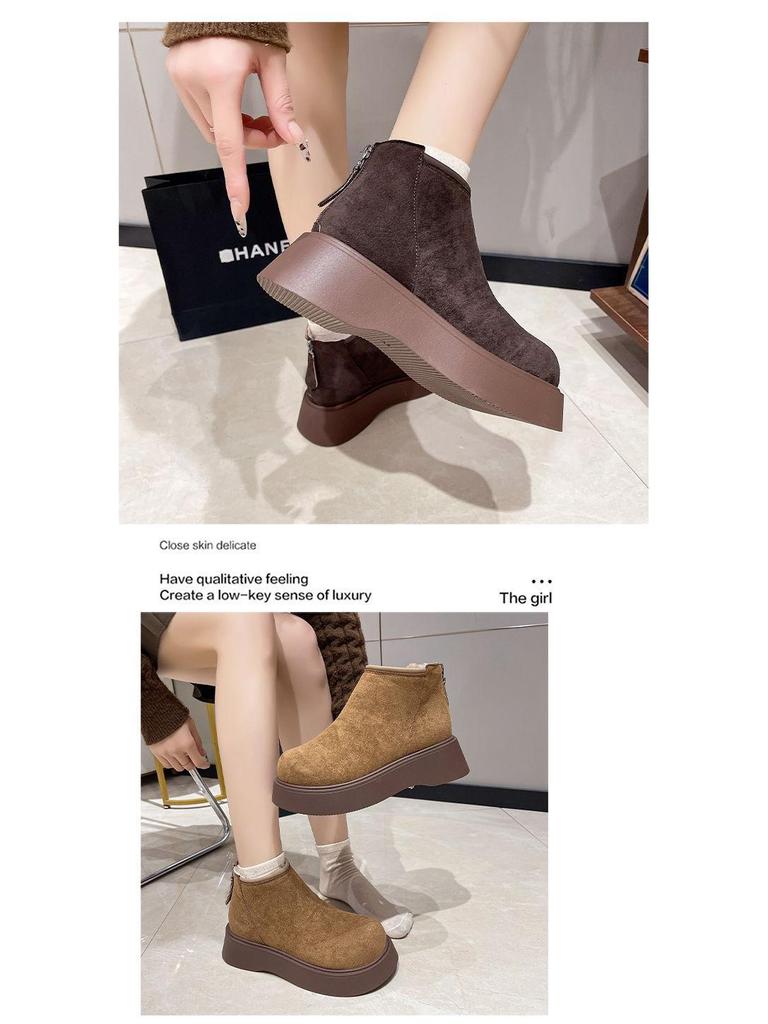 Women's Mary Jane Snow Boots - Plush, Thick-Sole, Height-Boosting, Non-Slip, Warm Winter Shoes for Petite Sizes.