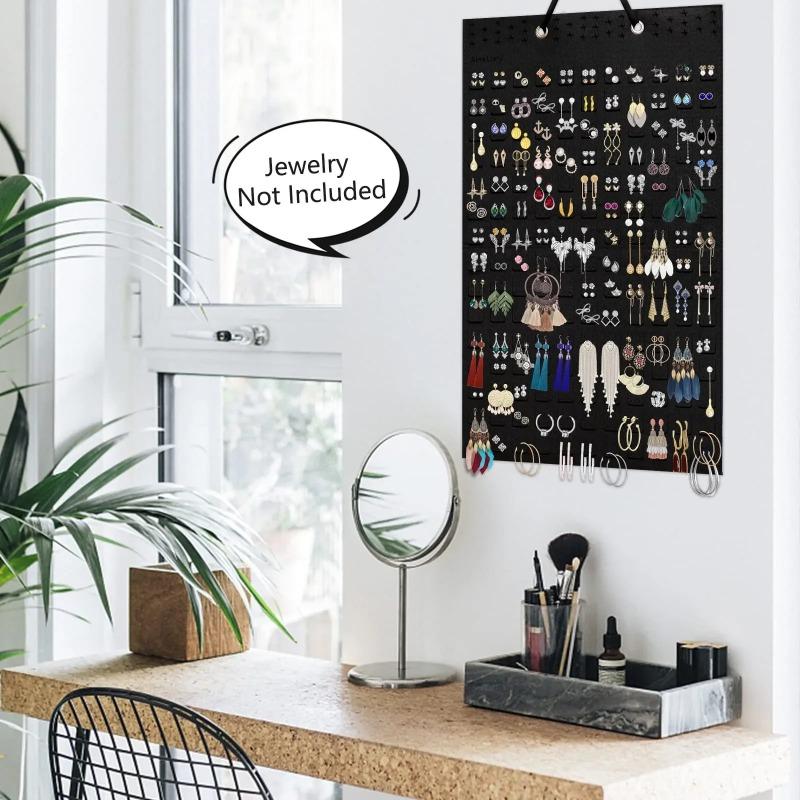 Felt Earrings Storage Hanging Bag Wall Hanging Jewelry Display Shelf Necklace Ring Earrings Storage Bag Jewellery Organizer