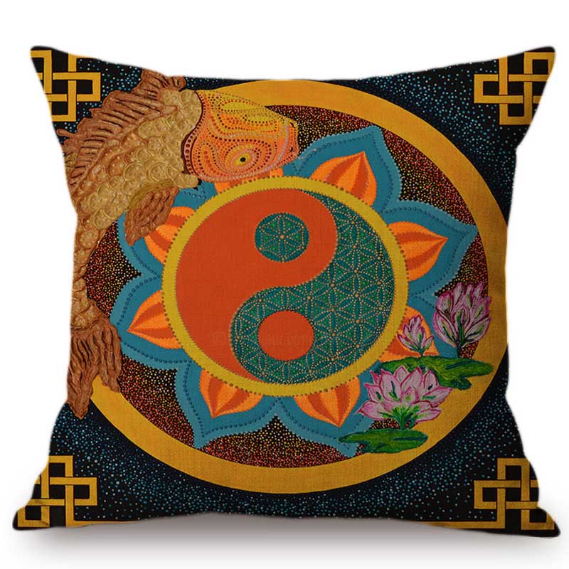 

Винтажная мандала Непал тибетский буддизм узор поклонение дом декоративная наволочка хлопок лен буддийское искусство наволочка 45x45cm 18x18in