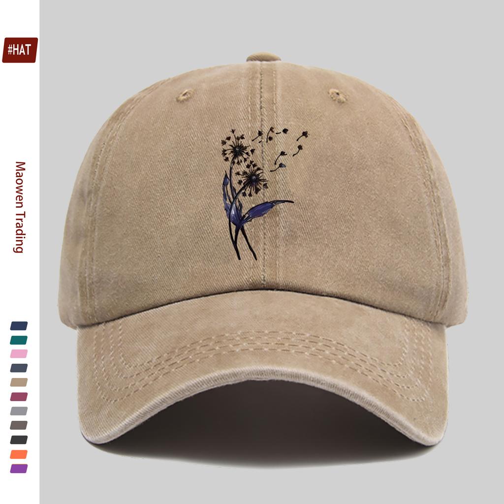 1pc Floral Dandelion Print Baseball Cap, Spring Summer Fashion Decor Sun Hat, Truck Driver Papa Cap, Comfortable Lightweight Acc