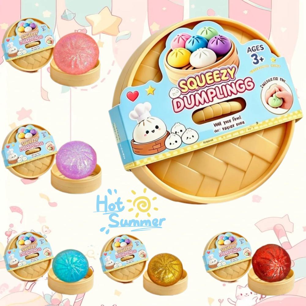 Dumpling Shaped Decompression Squish Ball Low Rebound Stress Relief Dough Reusable Office Home Decor Gift Ideal For Daily Use