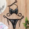 Two Piece Bikini Set with Triangle Top and Adjustable Side Tie Bottoms for Women Swimwear Beachwear Summer Outfit