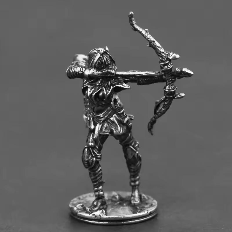 Metal Female Archer Model War Game Figure Desktop Decor Car Interior Ornament Gift for Men Women Paintable Collectibles